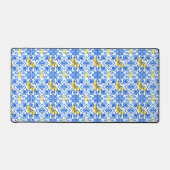 Blauwe Tegel Gele Citroen Bureaumat (Voorkant)