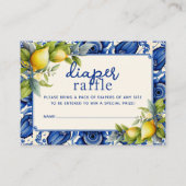  Blauwe Tegel Gele Citroenen Luier Raffle Informatiekaartje (Voorkant)