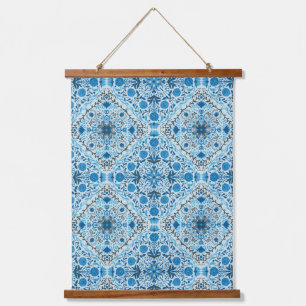 Blauwe tegel hangend wandkleed