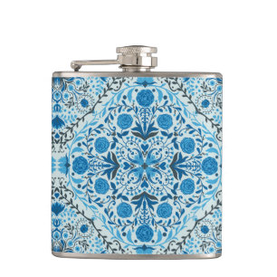 Blauwe tegel heupfles