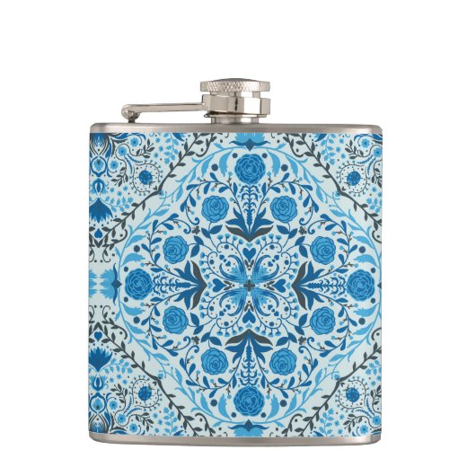 Blauwe tegel heupfles (Voorkant)