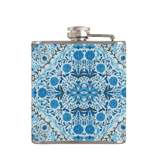 Blauwe tegel heupfles (Achterkant)