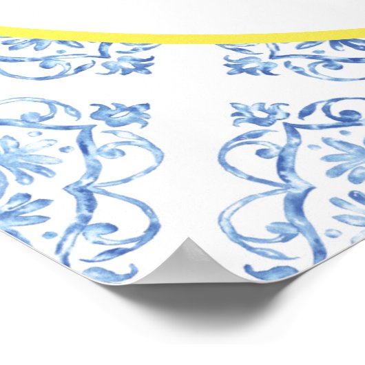 Blauwe Tegel Hortensia Bruidsborrel Welkomstbord Poster (Hoek)