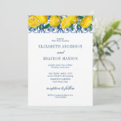 Blauwe Tegel Italiaan Lemon Wedding Kaart (Staand voorkant)