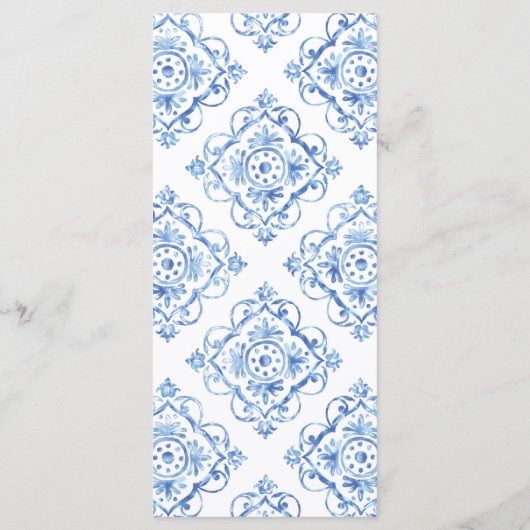 Blauwe Tegel Italiaans Floral Lemon Diner Menu (Achterkant)