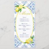 Blauwe Tegel Italiaans Floral Lemon Diner Menu (Voorkant)