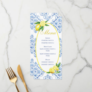 Blauwe Tegel Italiaans Floral Lemon Diner Menu