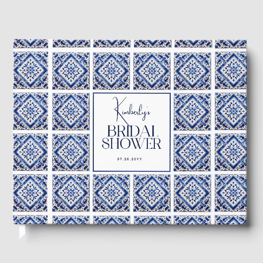 Blauwe Tegel Italiaans Middellands-Zee Bruidsdiner Gastenboek (Voorkant)