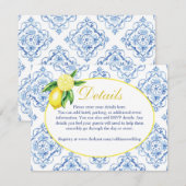 Blauwe tegel Italiaanse bloemige kaart met citroen (Voorkant / Achterkant)