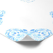 Blauwe Tegel Italiaanse Trouwzaalstoelkaart Poster (Hoek)