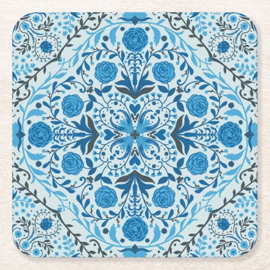 Blauwe tegel kartonnen onderzetters (Voorkant)