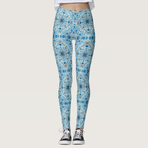 Blauwe tegel leggings