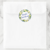 Blauwe Tegel Lemon Bridal Luncheon Ronde Sticker (Tas)