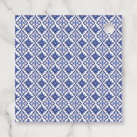 Blauwe Tegel Lemon Grazie Mille Bruidsfeest Bedankjes Labels (Achterkant)