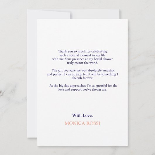 Blauwe Tegel Lemon Grazie Mille Bruidsfeest Bedankkaart (Achterkant)