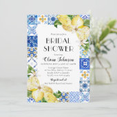 Blauwe Tegel Lemon Italiana Bridal Shower Kaart (Staand voorkant)