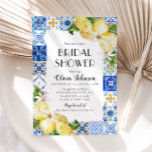 Blauwe Tegel Lemon Italiana Bridal Shower Kaart<br><div class="desc">Blue Tegel Lemon Italy Bridal Shower Invitation,  mediterraan Italië Positano Lemon Bridal Shower</div>