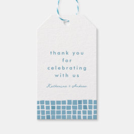 Blauwe tegel lijst Grieks bruiloft dank u gunst Cadeaulabel