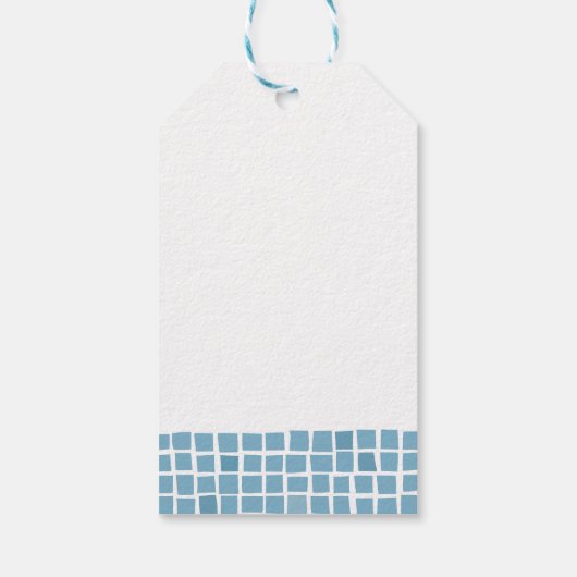 Blauwe tegel lijst Grieks bruiloft dank u gunst Cadeaulabel (Achterkant)