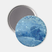 Blauwe tegel magneet (Voorkant / Achterkant)