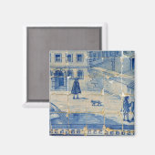 Blauwe tegel magneet (Voorkant / Achterkant)