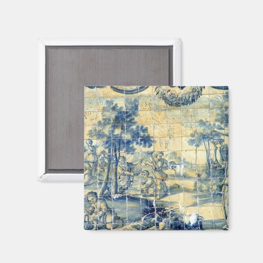 Blauwe tegel magneet (Voorkant / Achterkant)