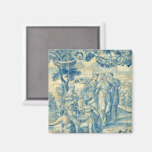 Blauwe tegel magneet (Voorkant / Achterkant)