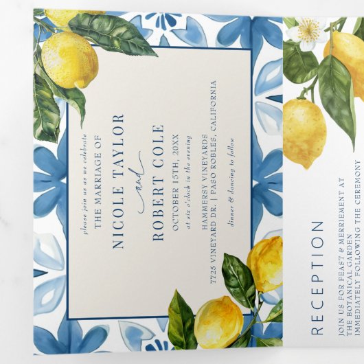 Blauwe Tegel | Middellandse-Zeegebied | Lemon Wedd Drieluik Programma (Binnenzijde eerst)