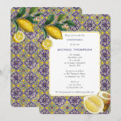 Blauwe Tegel Middellandse-Zeemleemons Christening  Kaart (Voorkant / Achterkant)