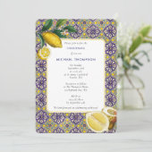 Blauwe Tegel Middellandse-Zeemleemons Christening  Kaart (Staand voorkant)