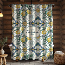 Blauwe Tegel Monogram Frans Land Lemoonpatroon