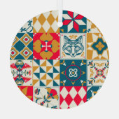 Blauwe Tegel: Mozaïek Achtergrond. Glas Ornament (Achterkant)