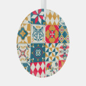 Blauwe Tegel: Mozaïek Achtergrond. Glas Ornament (Voorkant Rechts)