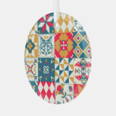 Blauwe Tegel: Mozaïek Achtergrond. Glas Ornament (Voorkant links)