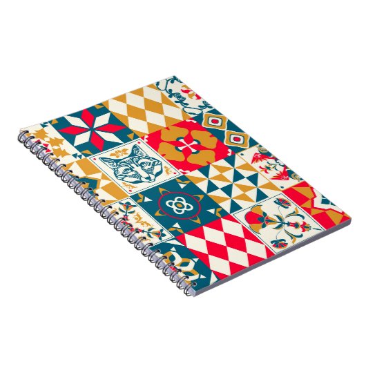 Blauwe Tegel:  Mozaïek Achtergrond. Notitieboek (Rechterzijde)