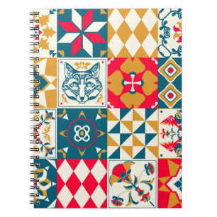 Blauwe Tegel:  Mozaïek Achtergrond. Notitieboek