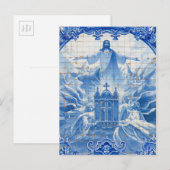 Blauwe tegel mozaïek van jesus, Portugal Briefkaart (Voorkant / Achterkant)
