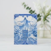 Blauwe tegel mozaïek van jesus, Portugal Briefkaart (Staand voorkant)