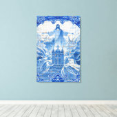 Blauwe tegel mozaïek van jesus, Portugal Canvas Afdruk (Insitu (Houten vloer))