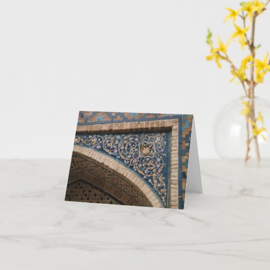 Blauwe Tegel notecard v2 Kaart (Gele Bloem)