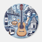 Blauwe tegel over Lissabon en de Portugese cultuur Magneet (Voorkant)