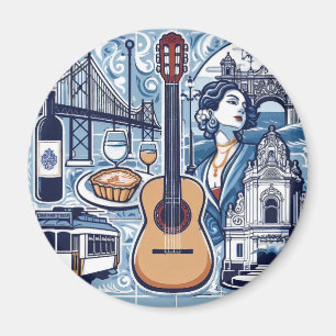 Blauwe tegel over Lissabon en de Portugese cultuur Magneet