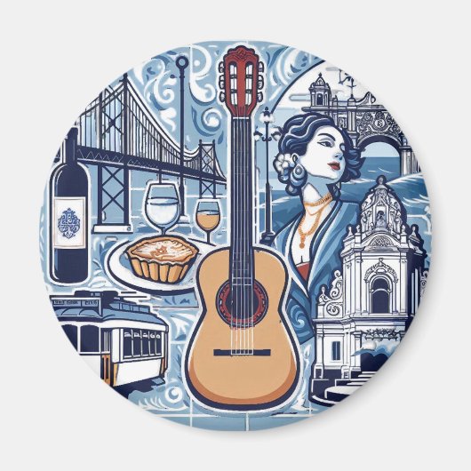 Blauwe tegel over Lissabon en de Portugese cultuur Magneet (Voorkant)