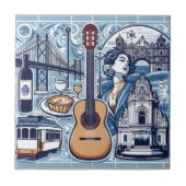 Blauwe tegel over Lissabon en de Portugese cultuur Tegeltje (Voorkant)