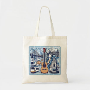 Blauwe tegel over Lissabon en de Portugese cultuur Tote Bag