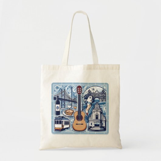 Blauwe tegel over Lissabon en de Portugese cultuur Tote Bag (Voorkant)