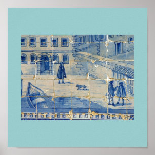 Blauwe tegel poster