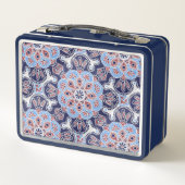 Blauwe tegel print lunchbox (Achterkant)
