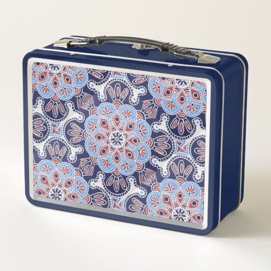 Blauwe tegel print lunchbox (Achterkant)