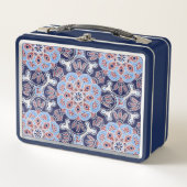 Blauwe tegel print lunchbox (Voorkant)